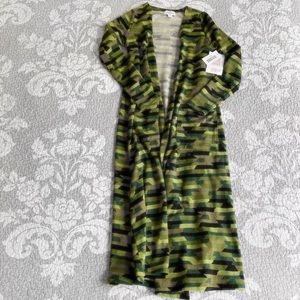 LuLaRoe Green Black Geo Stripe Sarah Duster